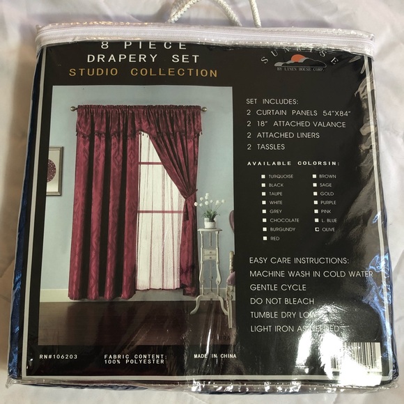 SOLD OUT NAVY BLUE Lace Back Curtain Set SOLD OUT - Picture 1 of 5